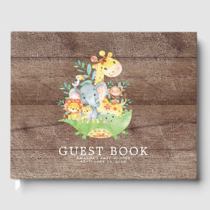 Libro de invitados de Baby Shower Cute Safari Jung