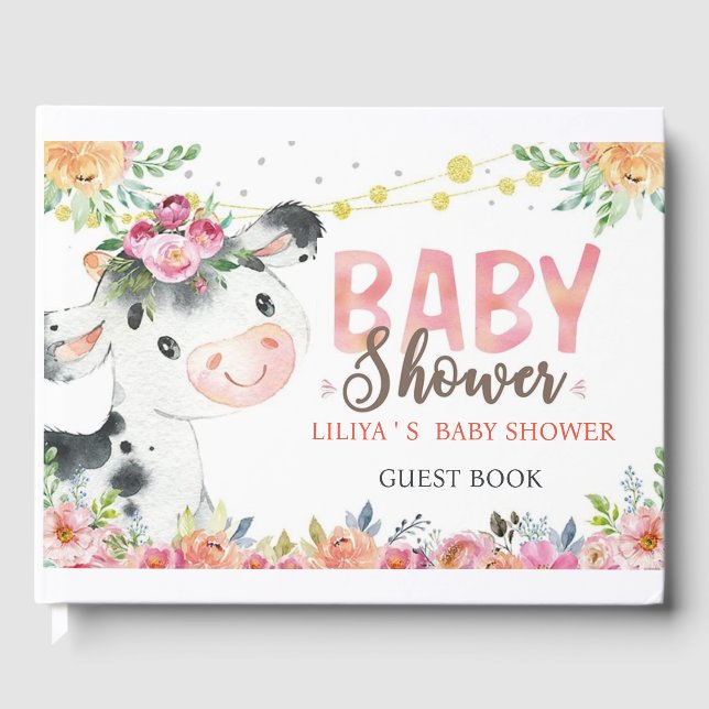 Libro de invitados de baby shower de animales de g (Anverso)