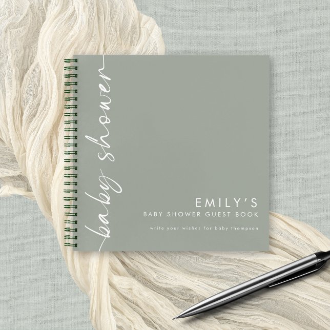 Libro de invitados de Baby Shower de Sage Green so (wishes for baby guest book)