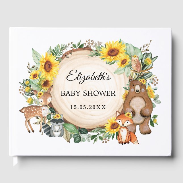 Libro de invitados de Baby Shower de Sunflower Woo (Anverso)