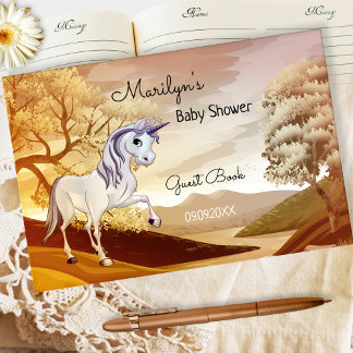 Libro de invitados de Baby Shower de Unicorn de ot