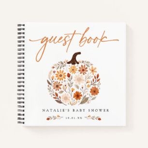 Libro de invitados de baby shower floral de calaba