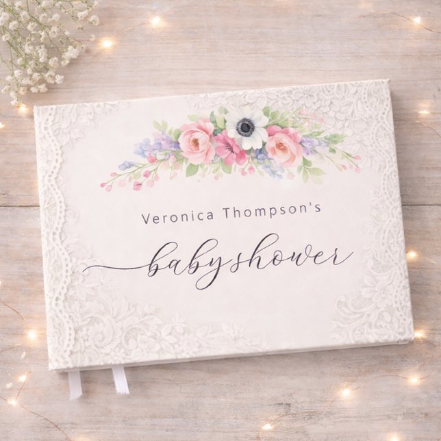 Libro de invitados de baby shower floral dulce (Subido por el creador)