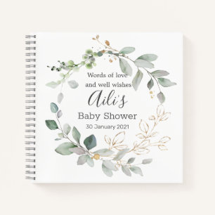Libro de invitados de Baby Shower Green Folliage