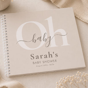 Libro de invitados de baby shower moderno beige ma