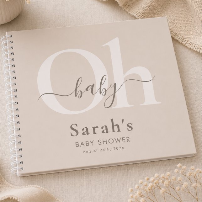 Libro de invitados de baby shower moderno beige ma (Subido por el creador)