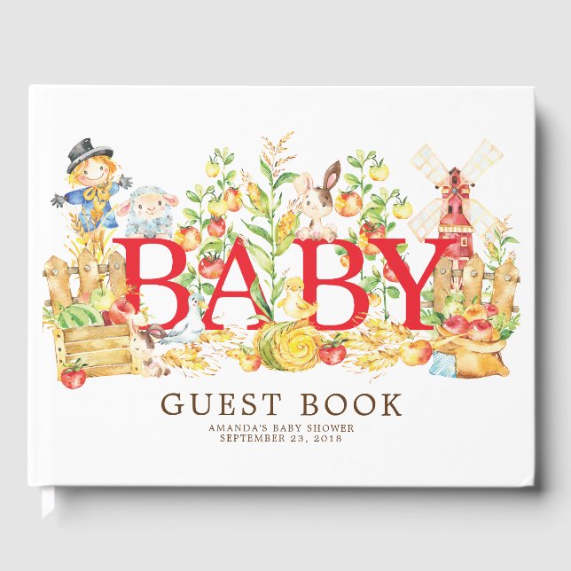 Libro de invitados de Baby Shower para agricultore (Anverso)