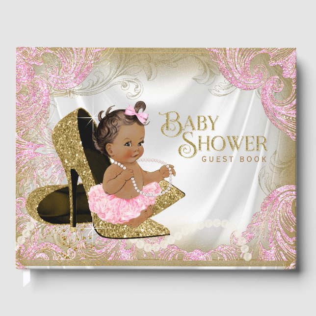 Libro de invitados de Baby Shower para Chicas étni (Anverso)