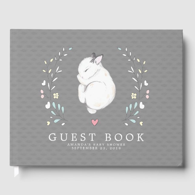 Libro de invitados de Baby Shower Sleeping Bunny (Anverso)