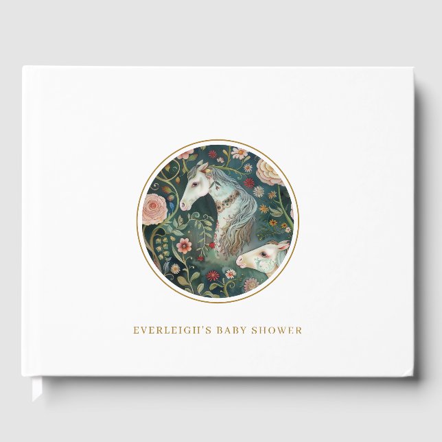 Libro de invitados de Baby Shower sobre caballos p (Anverso)