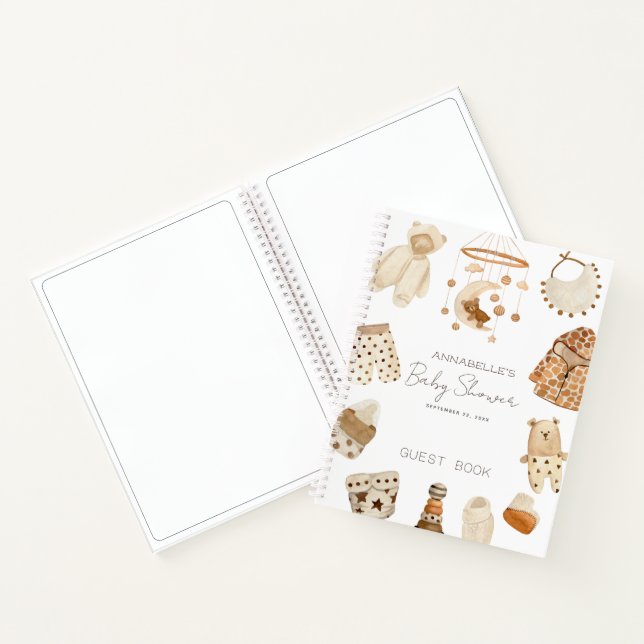 Libro de invitados de Baby Shower sobre ropa de bo (Interior)
