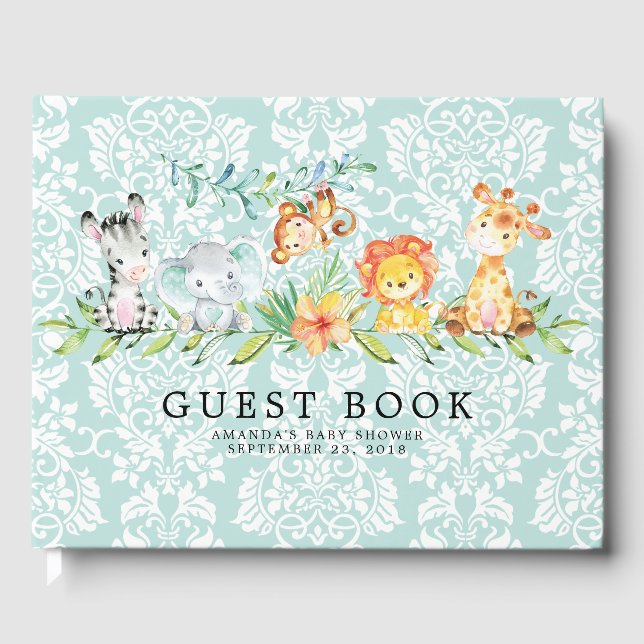 Libro de invitados de Baby Shower Sweet Safari Ani (Anverso)