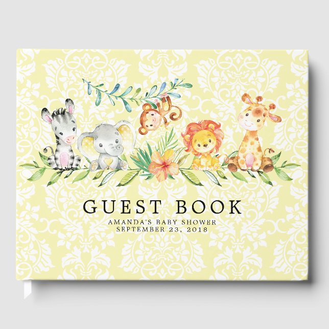 Libro de invitados de Baby Shower Sweet Safari Ani (Anverso)