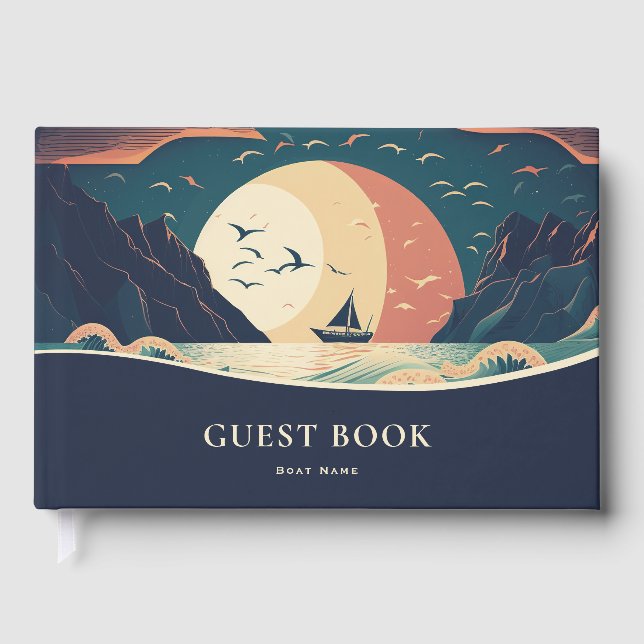Libro de invitados de barco de vela retro (Anverso)