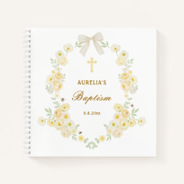 Libro de invitados de Bautizo con flores amarillas