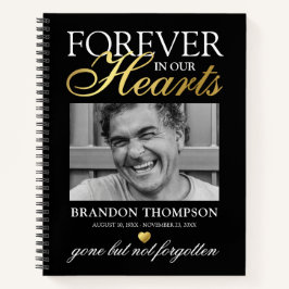 Libro de invitados de Black Gold Funeral Photo Mem