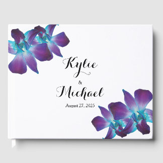 Libro de invitados de Blue Dendrobium Orchid Boda