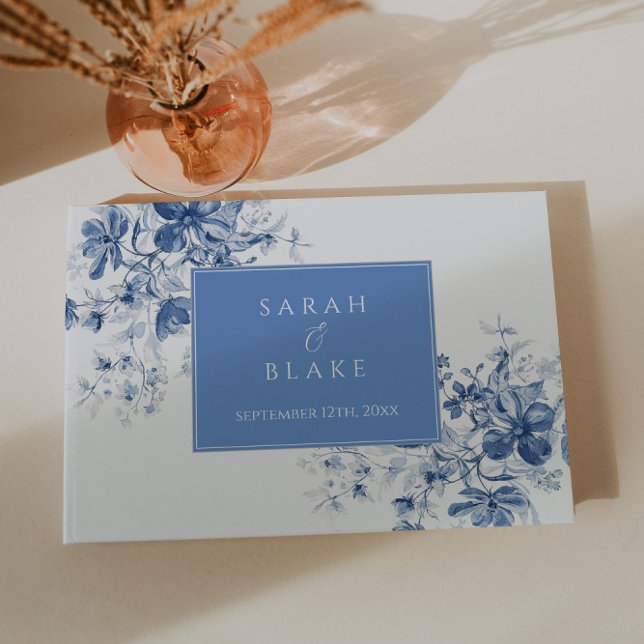 Libro de invitados de Blue Floral Toile Boda (Subido por el creador)
