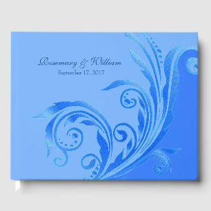 Libro de invitados de Blue Flourish Boda