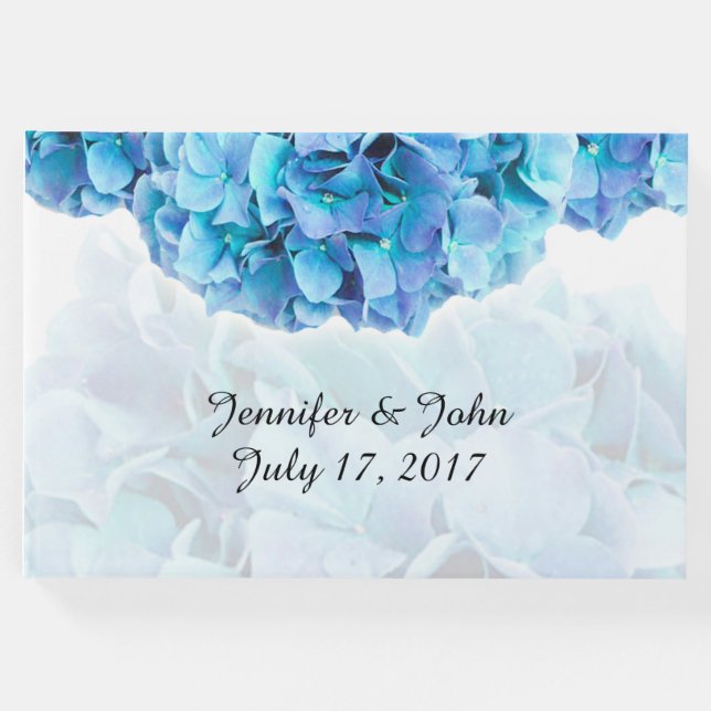Libro de invitados de Blue Hydrangea Boda (Anverso)