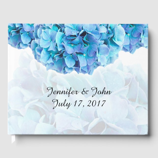 Libro de invitados de Blue Hydrangea Boda (Anverso)