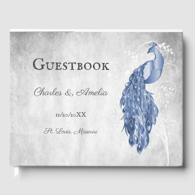 Libro de invitados de Blue Peacock Boda (Anverso)