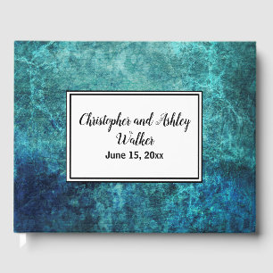 Libro de invitados de boda acuarela grunge azul ma