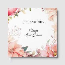 Libro de invitados de boda acuarela romántico rosa