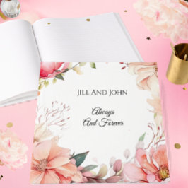 Libro de invitados de boda acuarela romántico rosa