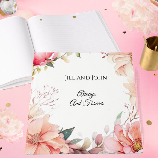 Libro de invitados de boda acuarela romántico rosa (Subido por el creador)