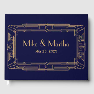 Libro de invitados de boda Art Deco Antiguo Gran G