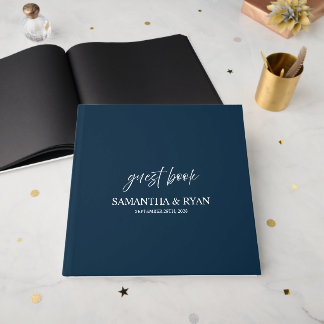 Libro de invitados de boda azul marino