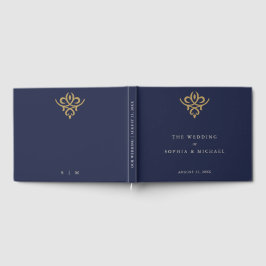 Libro de invitados de boda azul marino de dinero a