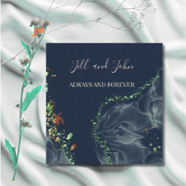 Libro de invitados de boda azul marino y oro con t