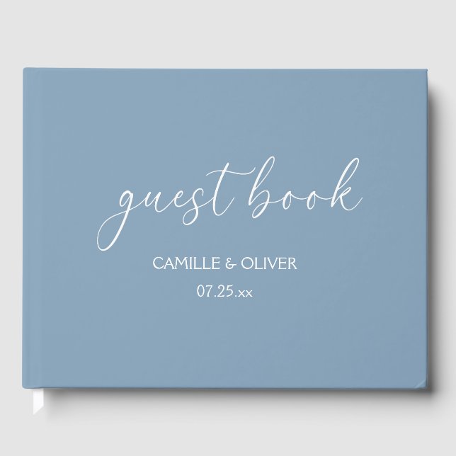 Libro de invitados de boda azul polvoriento (Anverso)