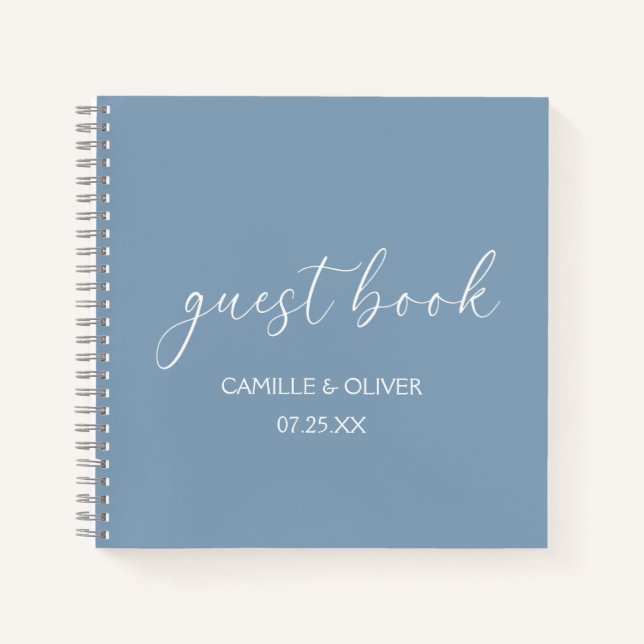 Libro de invitados de boda azul polvoriento (Anverso)