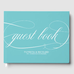 Libro de invitados de boda azul purista chic simpl