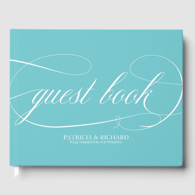 Libro de invitados de boda azul purista chic simpl (Anverso)
