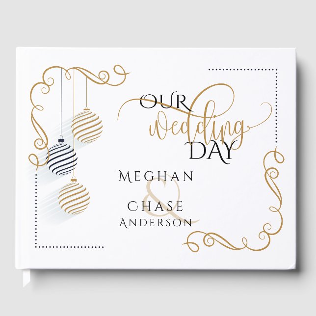 Libro de invitados de boda | Baubles modernos en n (Anverso)