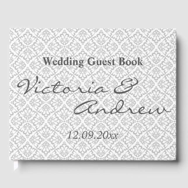Libro de Invitados de Boda - Blanco y Gris (Anverso)