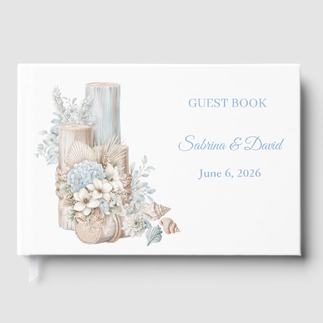 Libro de invitados de boda boho costera de playa (Anverso)