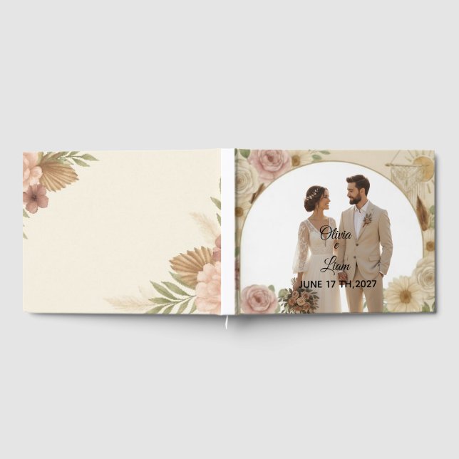 Libro de invitados de boda boho elegante: recuerdo (Lleno)
