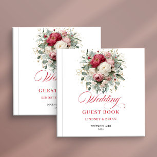 Libro de invitados de boda boho floral con toque d