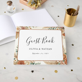 Libro de invitados de boda boho floral elegante de