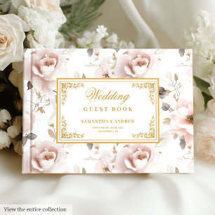 Libro de invitados de boda boho moderno dorado ros