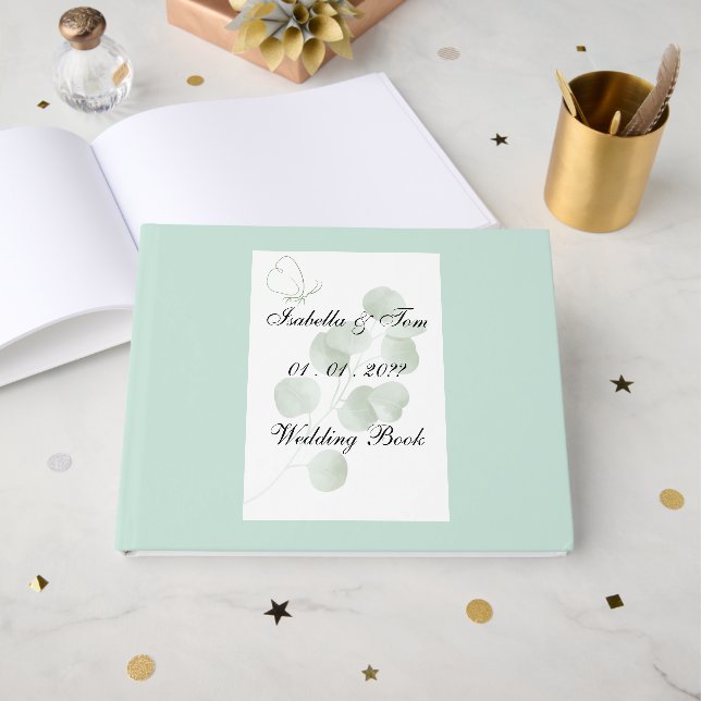 Libro de invitados de boda boho personalizado de e (Anverso Abierto)