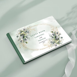 Libro de invitados de boda botánico con follaje ve