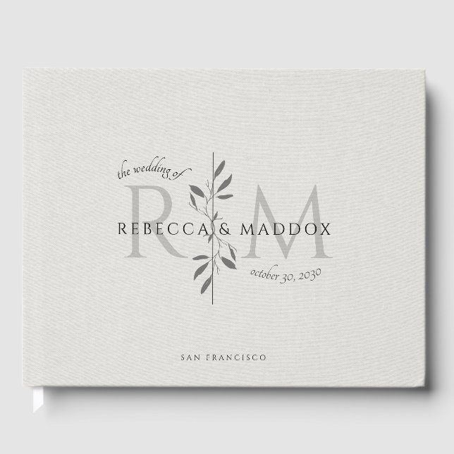 Libro de invitados de boda botánico elegante (Anverso)