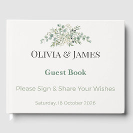 Libro de invitados de boda botánico elegante