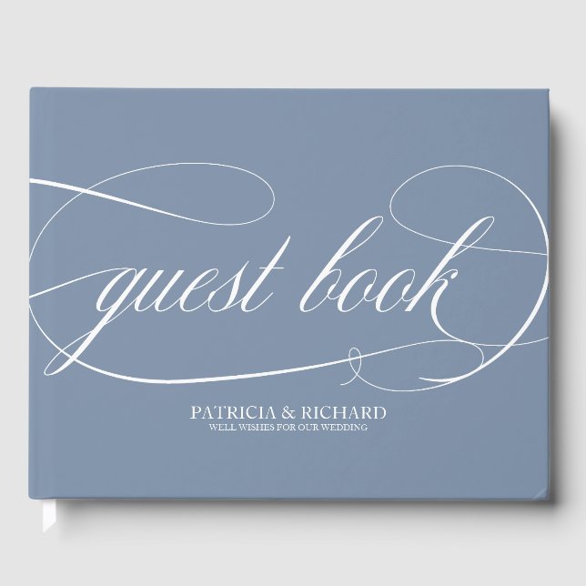 Libro de invitados de boda Chic Azul Polvoriento (Anverso)
